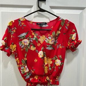 Red Floral Women's Top